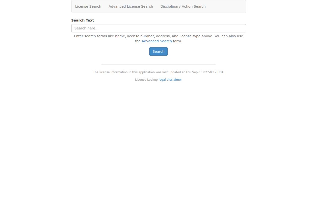 Petersburg residents directory view of Virginia DPOR license lookup