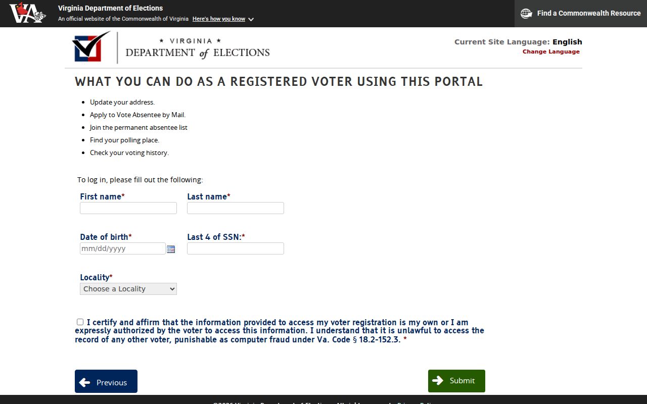 Petersburg resident lookup boundary, Virginia voter status form