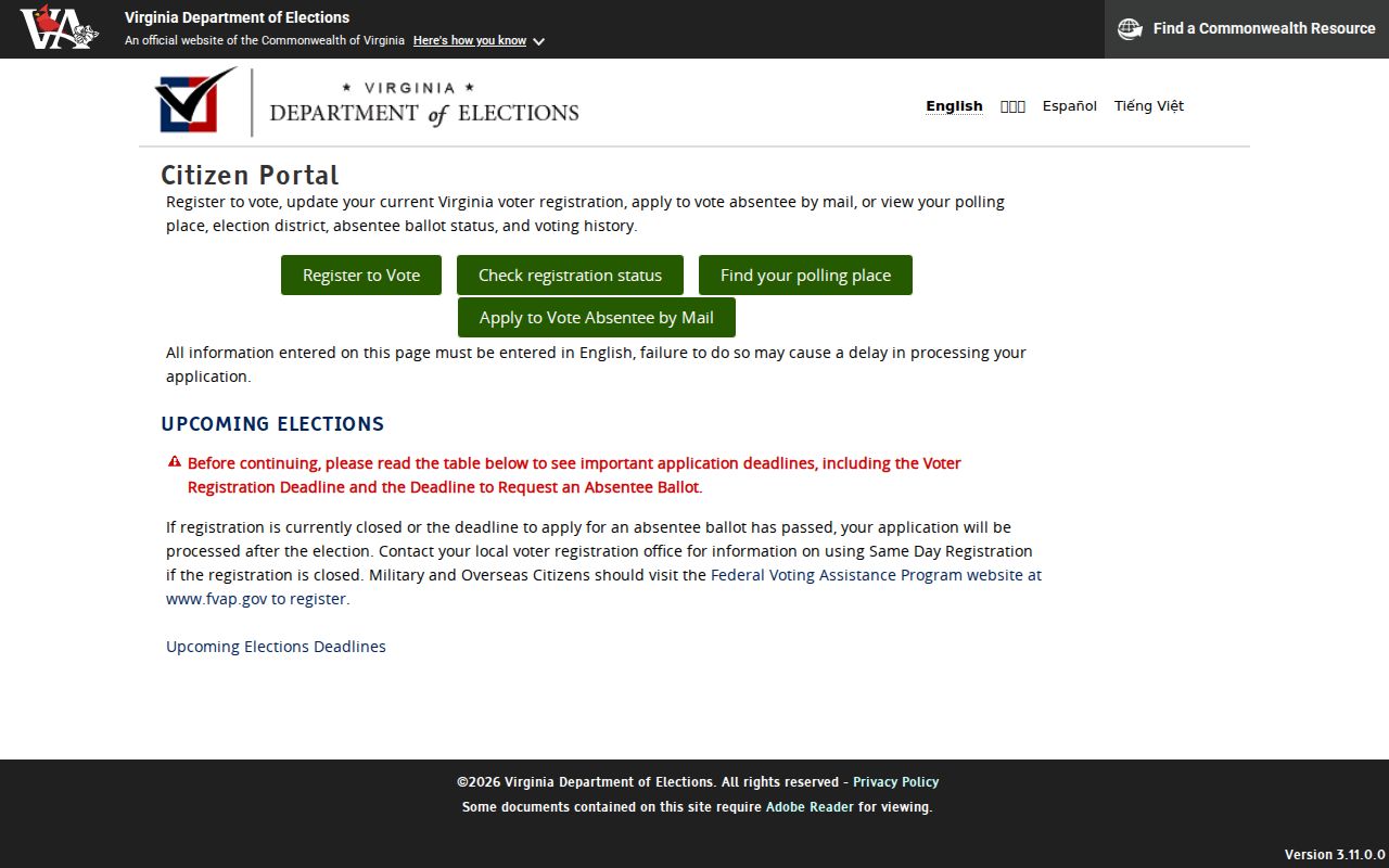 Petersburg ZIP code directory, Virginia voter information portal locality service